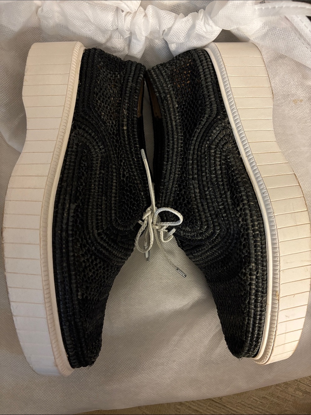 Robert Clergerie Straw Oxfords Sneakers Black size 8.5 - Picture 5 of 12